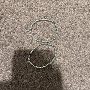 Silver Beaded Bracelet Set